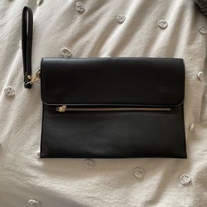 Forever 21 black faux leather dressy clutch, one size